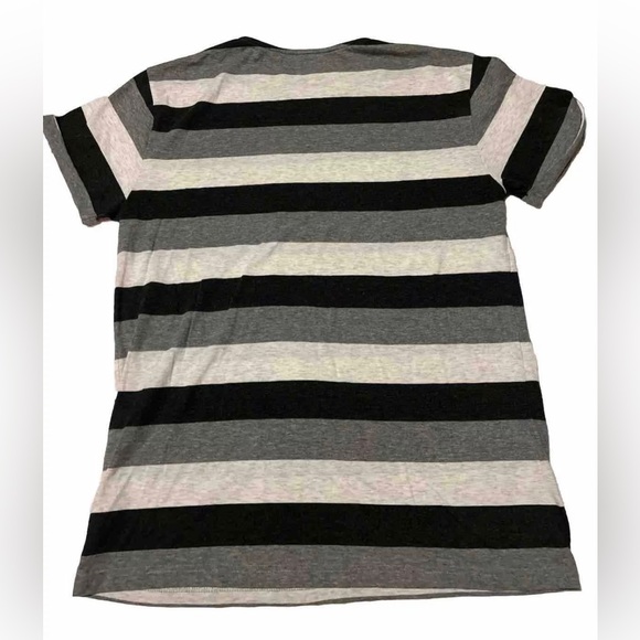 Aeropostale Men’s Medium Short Sleeve Blue White and Black Striped Crew Neck Tee - Picture 3 of 3